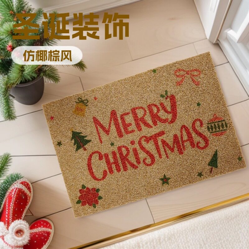 圣诞主题椰棕门垫PVC圣诞印花门垫圣诞椰棕印花垫