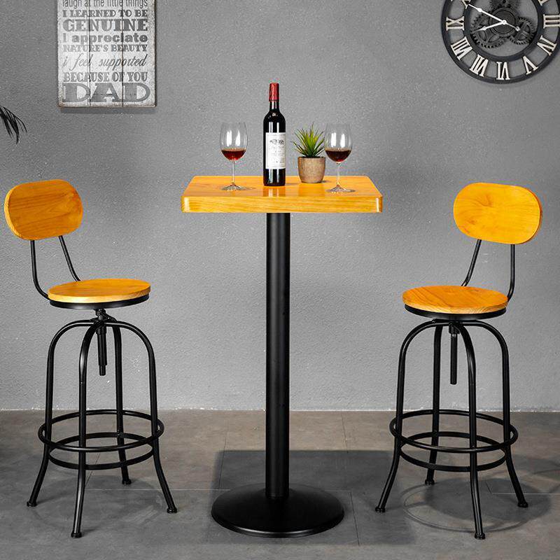 铁艺实木吧台椅吧台凳子工业靠背高脚凳升降现代个性简约桌椅组合