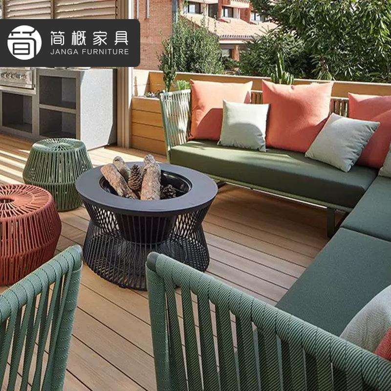休闲庭院藤编沙发创意秋千摆件别墅花园吊椅秋千沙发躺椅茶几组合