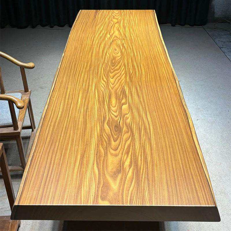 非洲柚木实木大板 缅甸柚木原木茶桌办公桌简易实木长板书桌餐桌