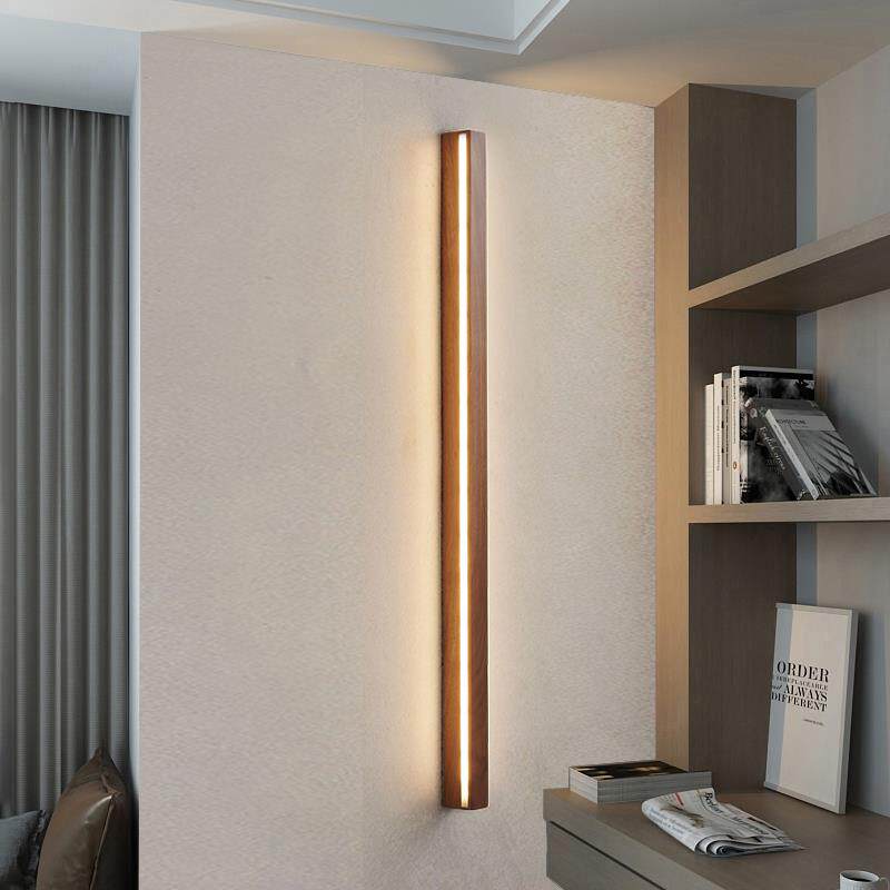 9U黑胡桃长条壁灯新中式极简灯卧室床头条形灯楼梯灯具田园民宿壁