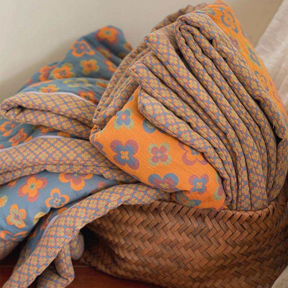 田园风复古色织双层纱大提花夏被蓬松亲肤柔软宿舍卧室夏被