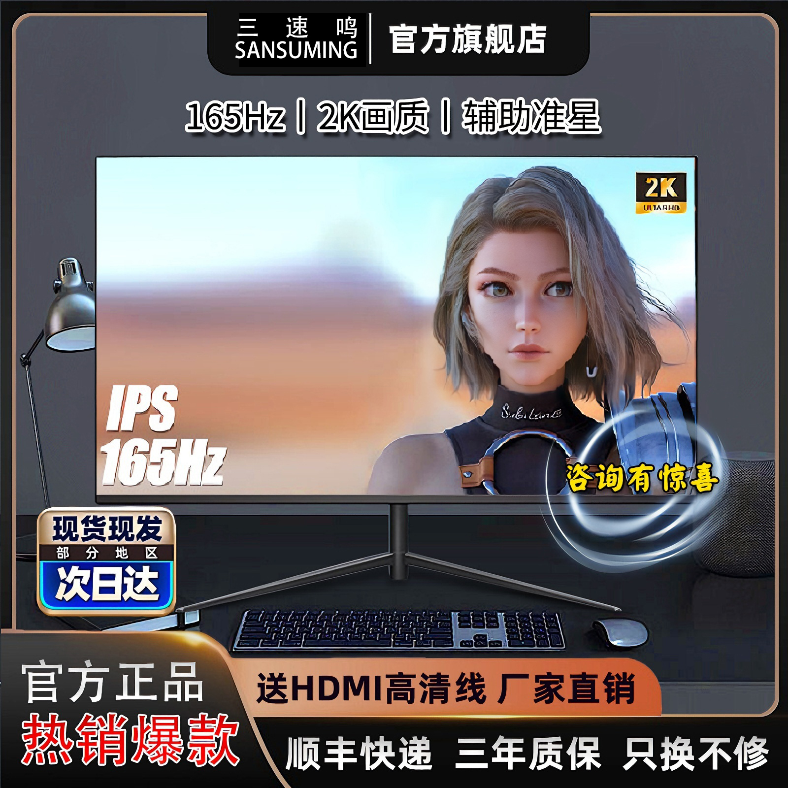 内置音响27英寸2K165HZ显示器