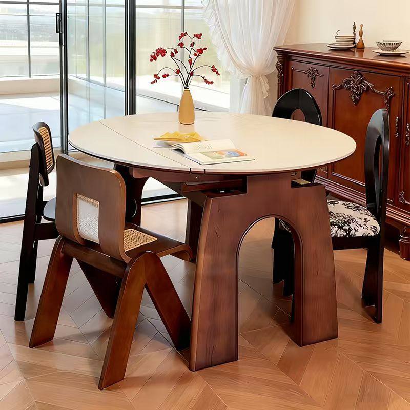 实木岩板餐桌可伸缩餐桌椅组合方圆两用现代简约家用可折叠饭桌子,住宅家具,岩板餐桌,淘宝优惠券,粉丝福利购,淘宝优惠卷