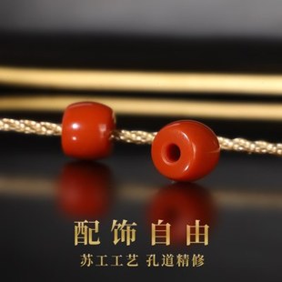 原矿瓦西南红直切散珠 大孔珠 苏工 精修孔道 柿子红配珠单珠隔珠