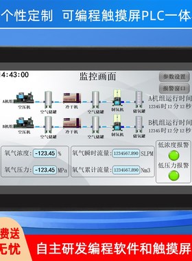 触摸屏PaLC一体机7寸高速脉冲输出模拟量温度采集可编程远程控制