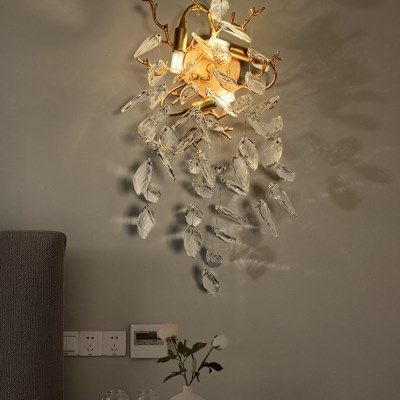 轻奢水晶壁灯全铜树枝灯奢华大气客厅背景墙装饰餐厅卧室床头灯,家装灯饰光源,壁灯,淘宝优惠券,粉丝福利购,淘宝优惠卷