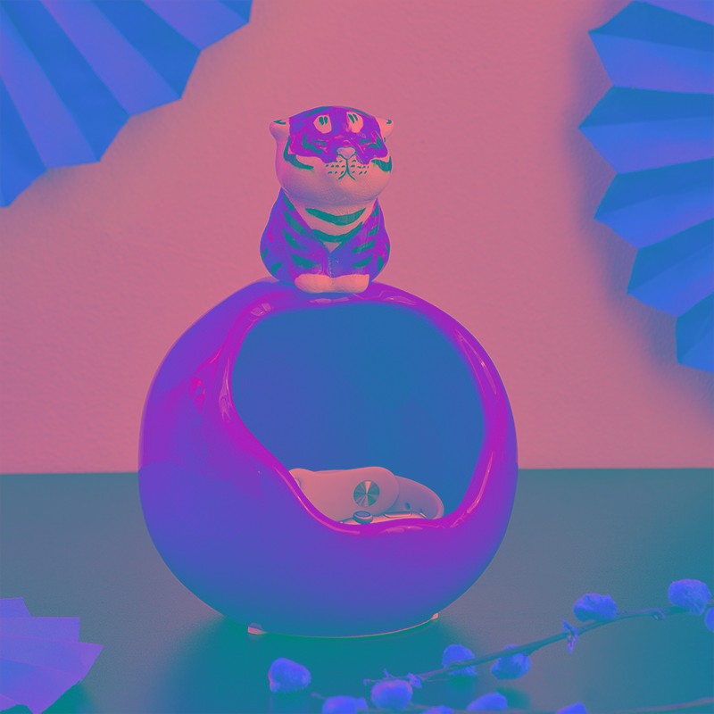 进门入户玄关钥匙收纳托盘陶瓷老虎创意202N2虎年装饰摆件新年礼