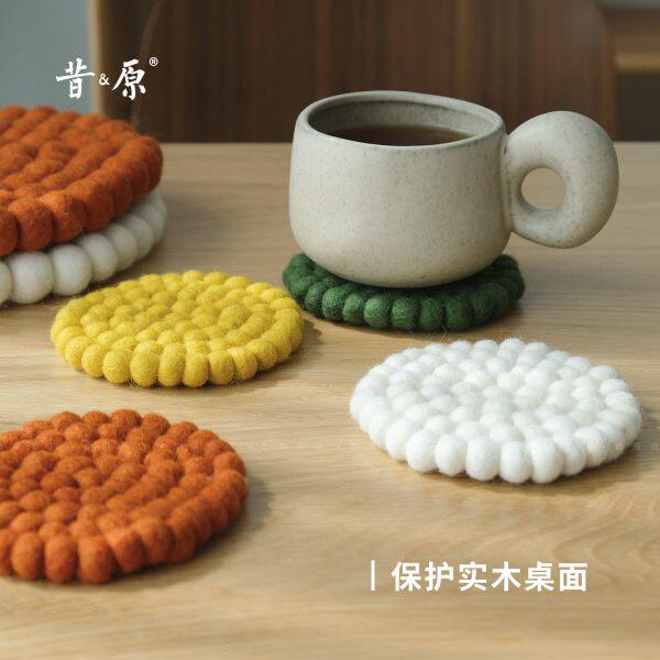 昔原 四季 羊毛毡隔热垫 尼泊尔手工制 日式厚实杯垫餐垫