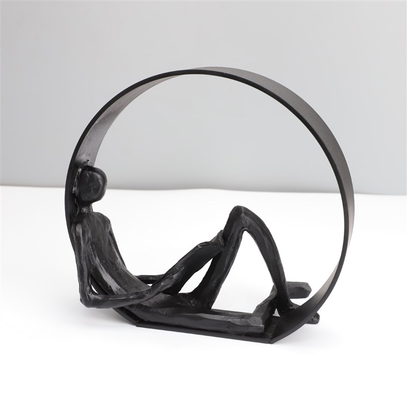 欧式创意铸铁阅读人物摆件样板房电视柜茶几客厅S玄关家居软装饰