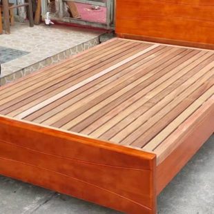 1.5实木床主卧双人床橡木单人硬板床老式架子床加厚床板上海包邮