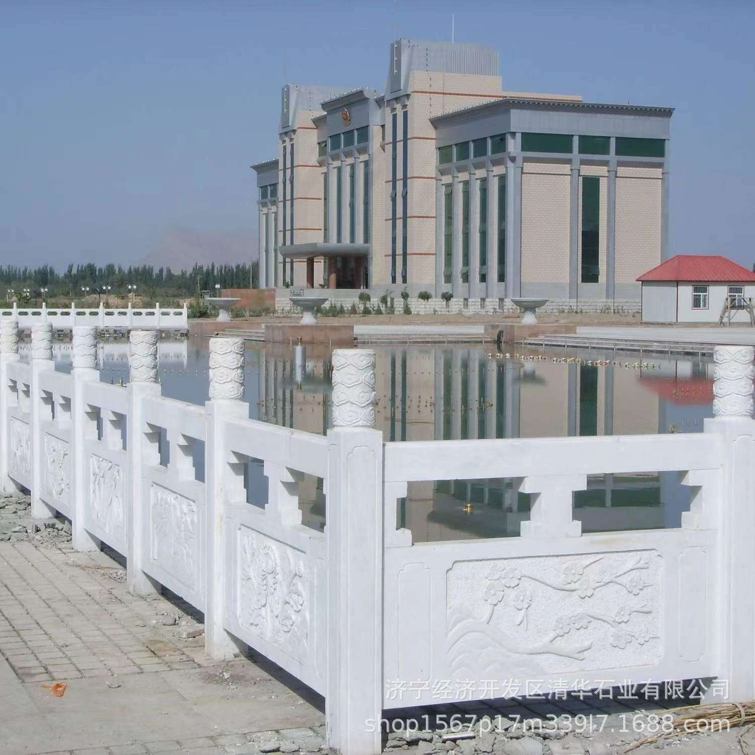 石雕栏板河道石栏板汉白玉桥栏板别墅石栏杆 池塘石围栏