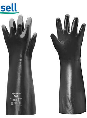 ANSELL09-928防化手套氯丁橡胶耐酸碱耐高温手套防烫耐低温黑色
