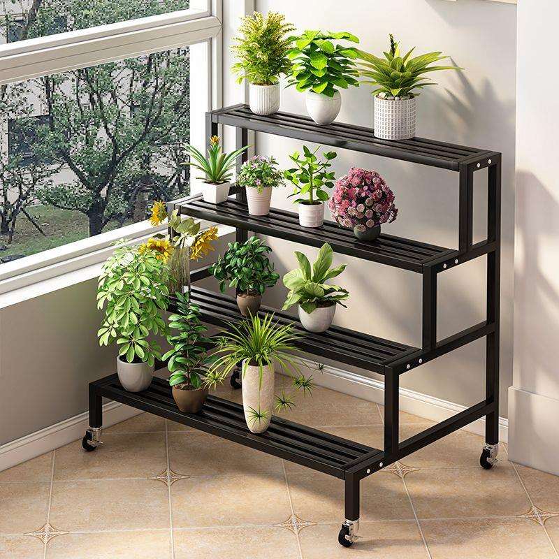 不锈钢花架阳台户外多层阶梯花盆置物架室内落地多肉花盆架花架子