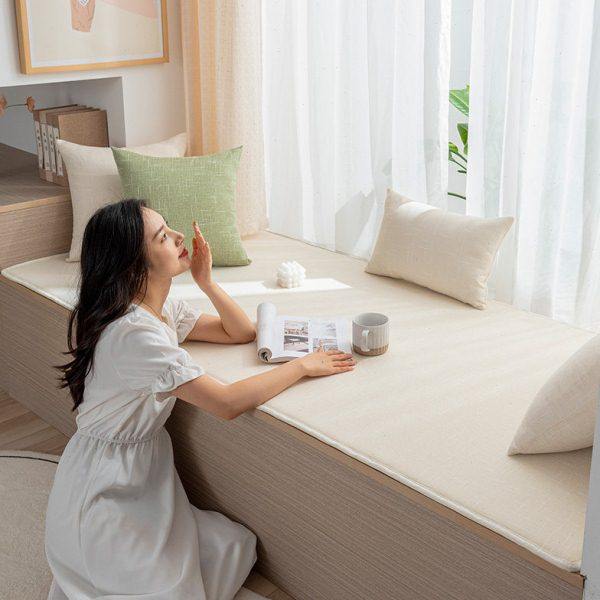 棉麻飘窗垫窗台垫阳台垫子毯四季通用海绵榻榻米卧室网红简约现代