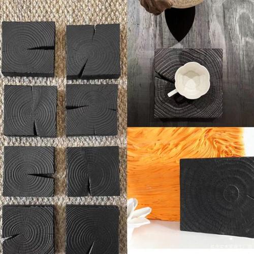 侘寂风炭化木块艺术挂件墙面壁饰家居玄关过道走廊装饰复古特色