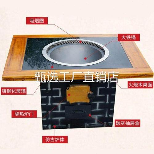 东北铁锅炖火烧木桌面灶台商用单锅大灶台柴火鸡地锅移动大锅台