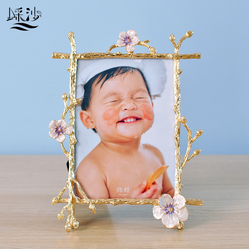 欧式轻奢儿童相框摆台6寸7七寸10寸创意精致金Q属全家福婚纱照像