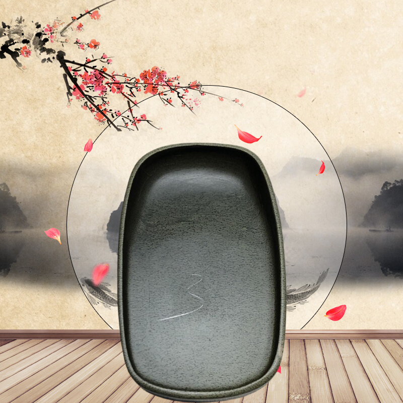 歙砚龙尾砚八十年代老黄鱼子籽砚5英寸 腰园素砚密封砚台文房四宝