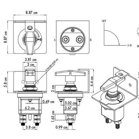 20247 重型汽车卡车依维柯船舶可拆卸固定手柄旋钮式电池保护开关