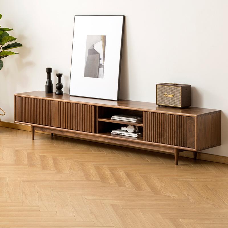 北美黑胡桃轻奢实木电视落地柜北欧现代简约小户型客厅收纳储物柜