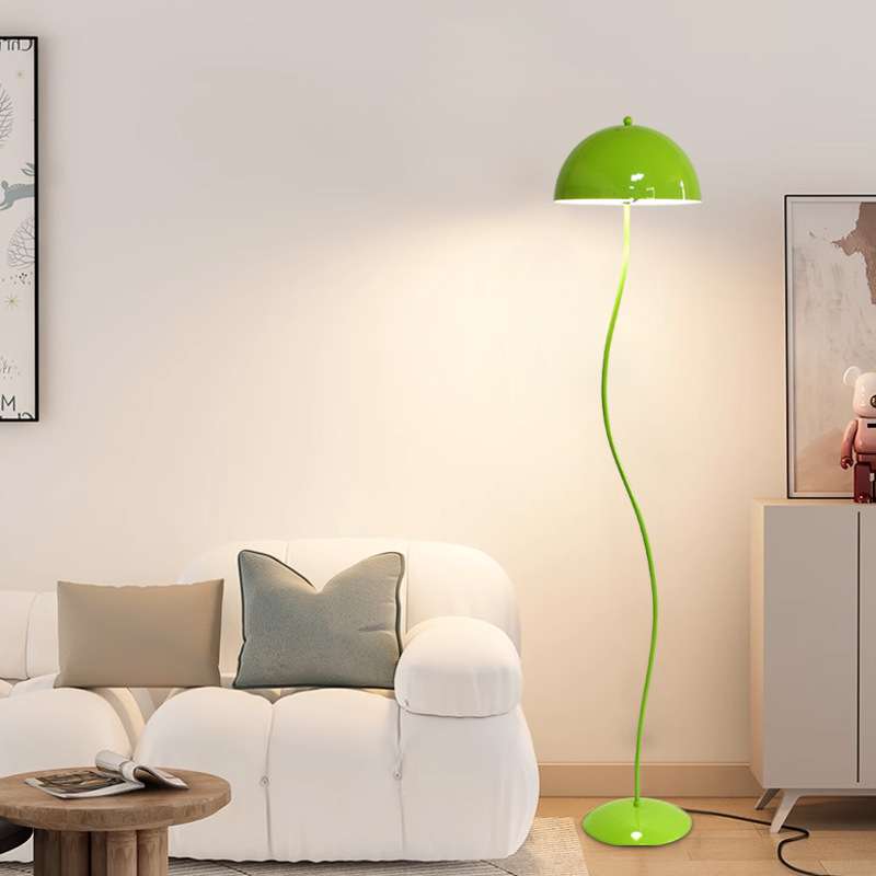 翡翠绿色豆芽灯蘑菇落地灯客厅沙发卧室摆件中古创意氛围立式台灯