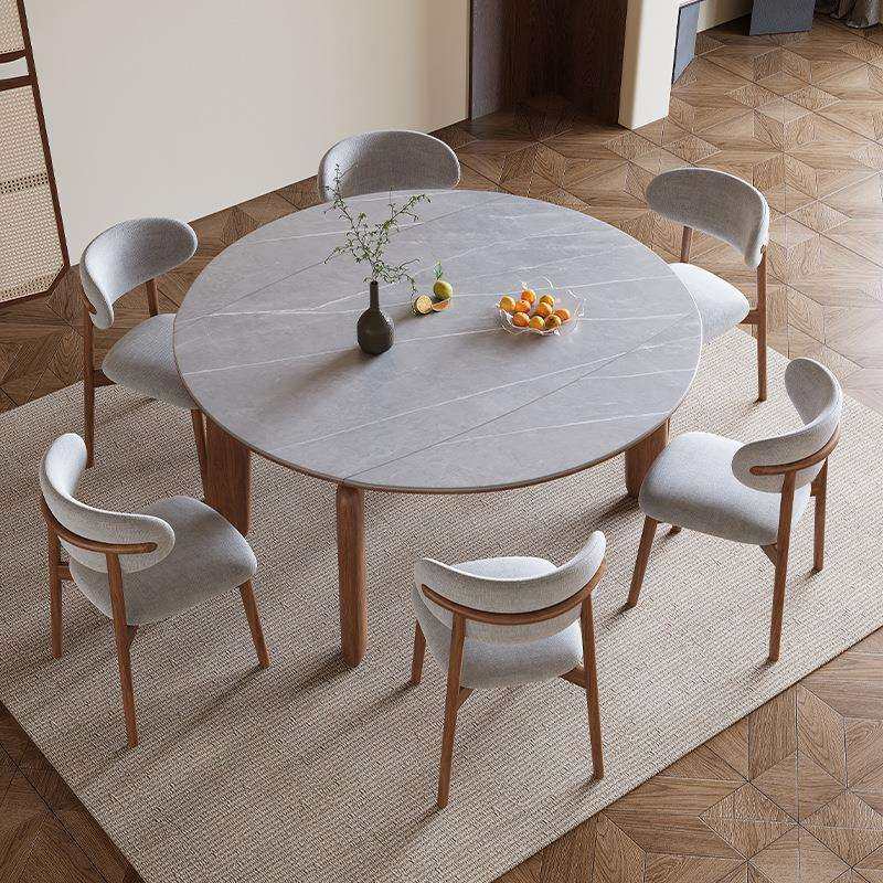 现代简约风实木岩板餐厅桌椅组合家用小户型轻奢饭桌伸缩可变圆桌,电子元器件市场,其它元器件,淘宝优惠券,粉丝福利购,淘宝优惠卷
