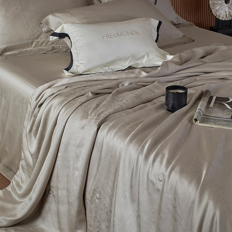 轻奢高端1d40支天丝提花蚕丝夏被四件套夏季凉感裸睡空调被可水洗