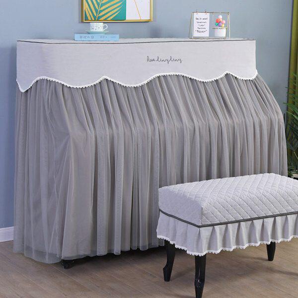 简约钢琴罩欧式钢琴全罩布艺中开钢琴套弹琴不取防尘罩琴凳罩盖布