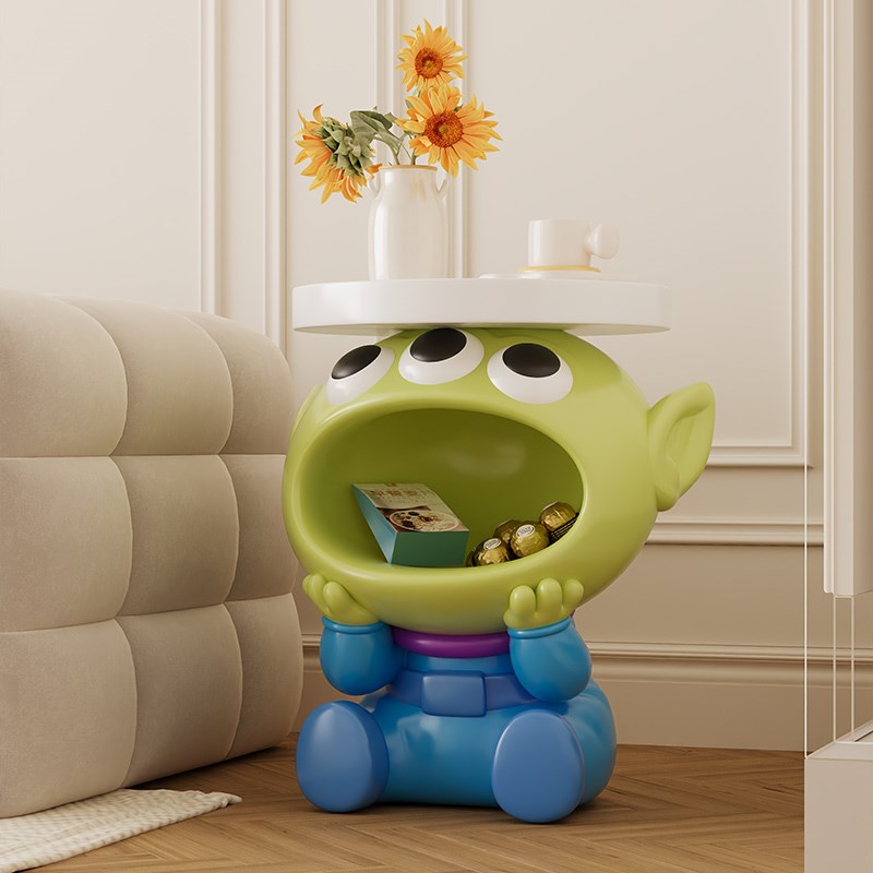 卡通三眼仔茶几落地摆件客厅边z几玩偶床头柜可爱家居装饰生日礼