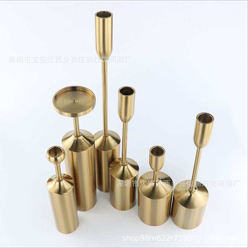 北欧六件套金属电镀烛台摆件铁艺烛台摆件样板间家居烛台 直销