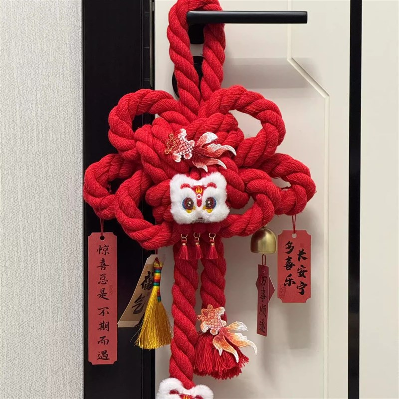新年装饰品万字结挂饰入户门卧z室房门福字中国结挂件过年春节布