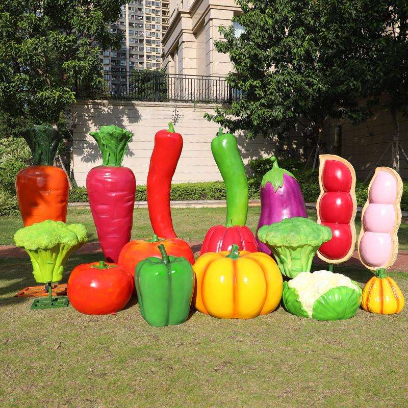 玻璃钢真蔬菜水果雕塑西蓝花茄子荔枝南瓜摆件户外园林农场草坪
