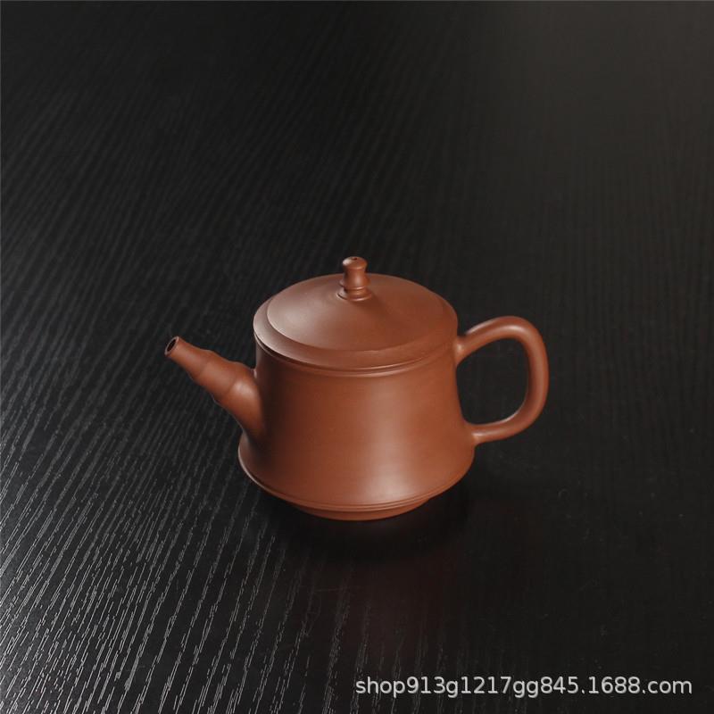 潮州朱泥壶纯全手工蔡玉添手拉壶竹节壶家用功夫紫砂泡茶壶可养