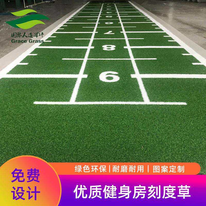优质功能图案数字健身房刻度草坪私教人造草坪健身房耐磨防滑仿真