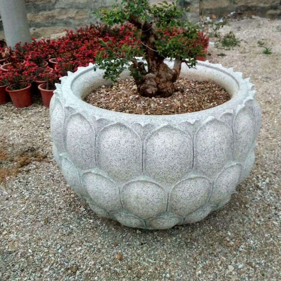 阳台石头花盆 花岗岩石材雕刻盆景缸厂家 园林景观绿化花瓶