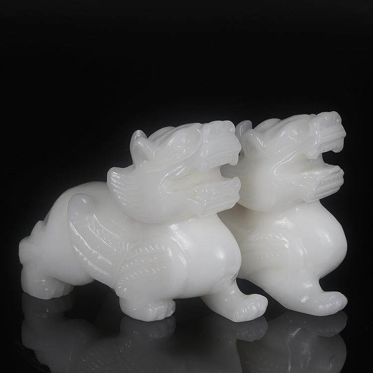 汉白玉 貔貅家居 摆件雌雄一对家居装饰品摆设摆件
