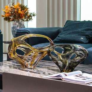 晶淳 现代艺术北欧轻奢风室内客厅装饰品 水晶琉璃玻璃工艺摆件