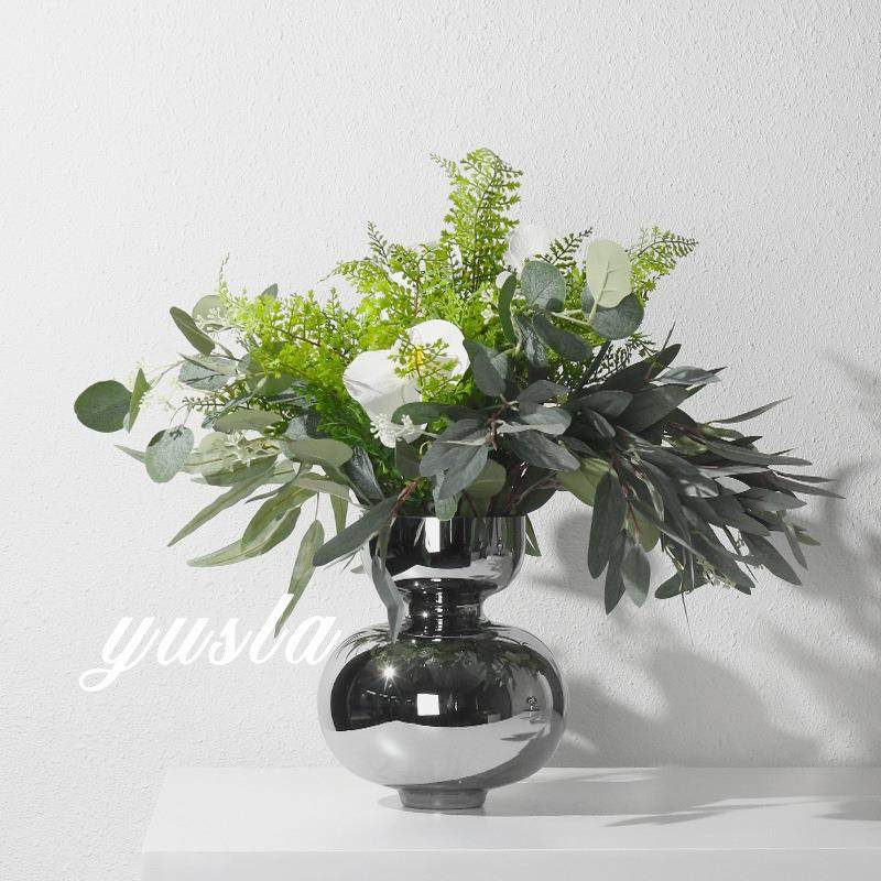 简约轻奢客厅茶几玻璃插干花瓶花器餐厅柜售楼处别墅摆件软装饰品