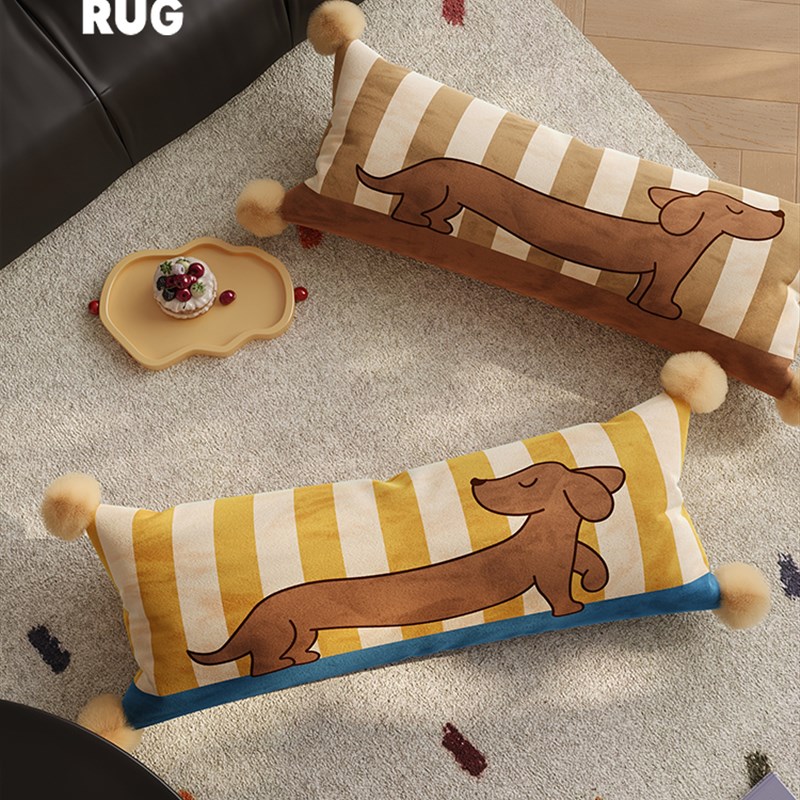 短腿腊肠沙发客厅枕头长腰枕头卡F通氛围办公室汽车午睡枕套