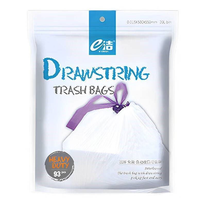 e洁DT155055-93抽绳垃圾袋白色重叠连H卷垃圾袋三丝50X55cm3卷/包