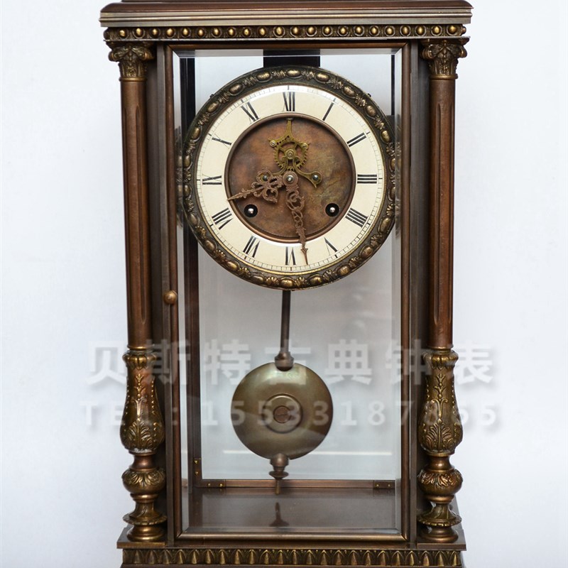 座钟 古典机械 纯铜o座钟 老式发条报时座钟 仿古董 电影道具