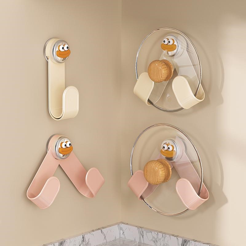 奶油吸盘旋转锅盖架m壁挂式免打孔厨房置物架收纳挂架菜板架砧板