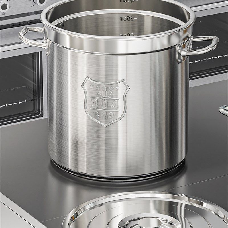 翅片节能汤桶3i04加厚大容量汤锅卤水覆底圆桶不锈钢燃气灶商用桶