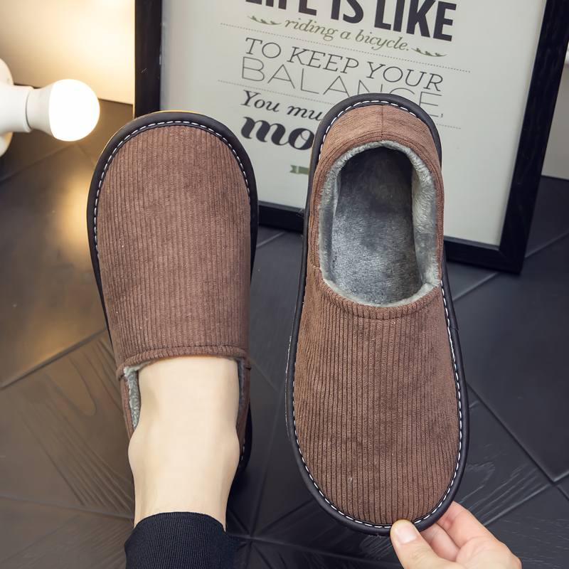 棉拖鞋冬季包跟防滑室内居家居男款保暖棉鞋毛布拖鞋X带后跟女冬