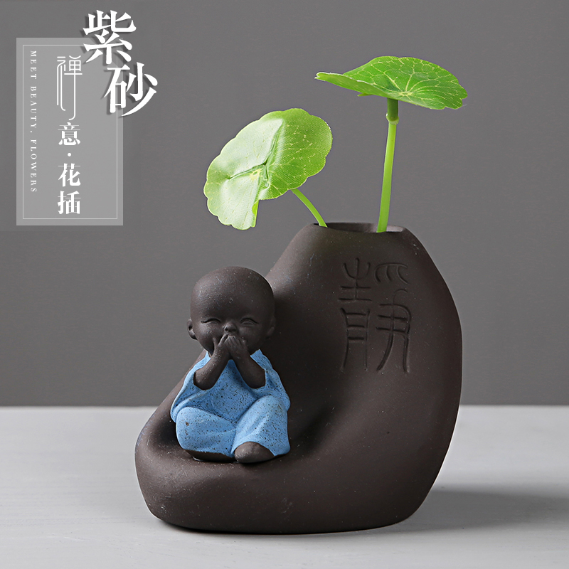 创意摆件手工禅意四不小花器装饰品水培花M插花瓶家居办公客厅摆