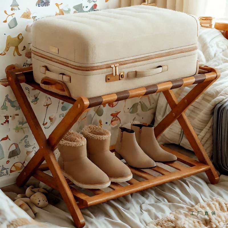 酒店行李架家用宾馆民宿高档卧室折叠收纳架楠竹客房行李箱置物架,3C数码配件,USB灯,淘宝优惠券,粉丝福利购,淘宝优惠卷