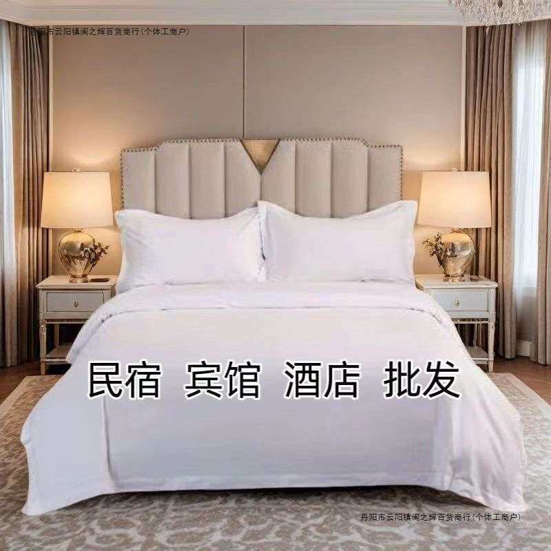 酒店风民宿宾馆客房床上用品三件套加厚全套被套四件套纯白色