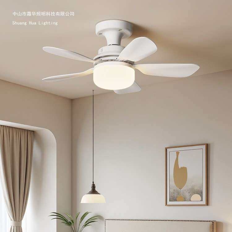 新款一体风扇灯卧室小型吸顶儿童房遥控电扇灯E27螺口灯泡吊扇灯
