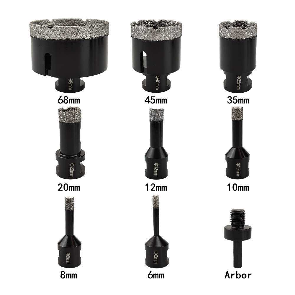 M14螺纹9件套瓷砖切割工具钎焊金刚石钻头大理石孔锯干式钻头